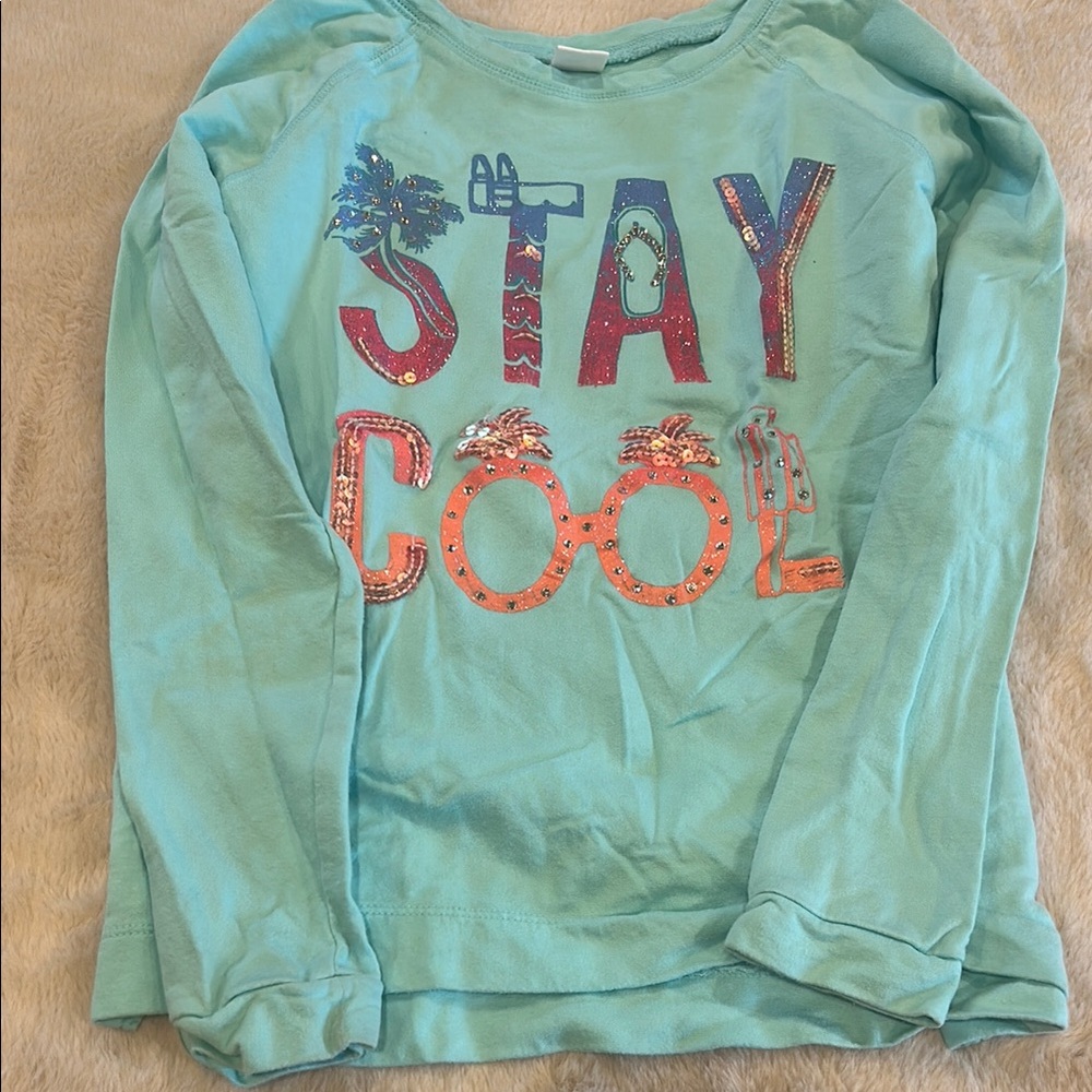 Kids Aqua 'Stay Cool' Long Sleeve Shirt 10-12